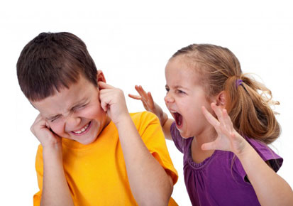 A girl shouting at a boy