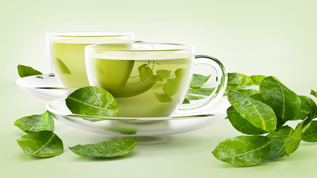 Green tea in tea cups