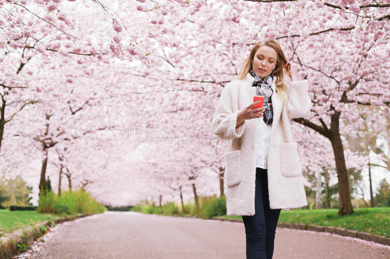 relaxed woman taking a walk