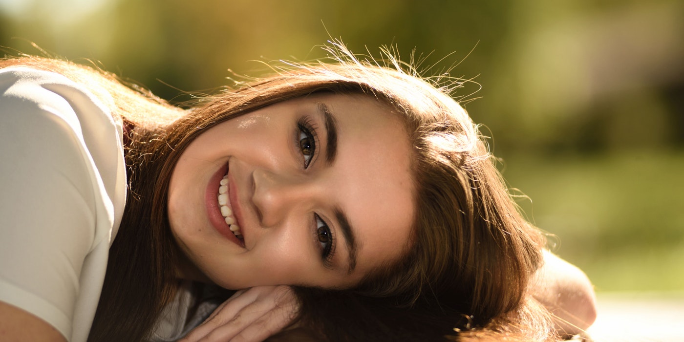 A picture of a lady with beautiful skin