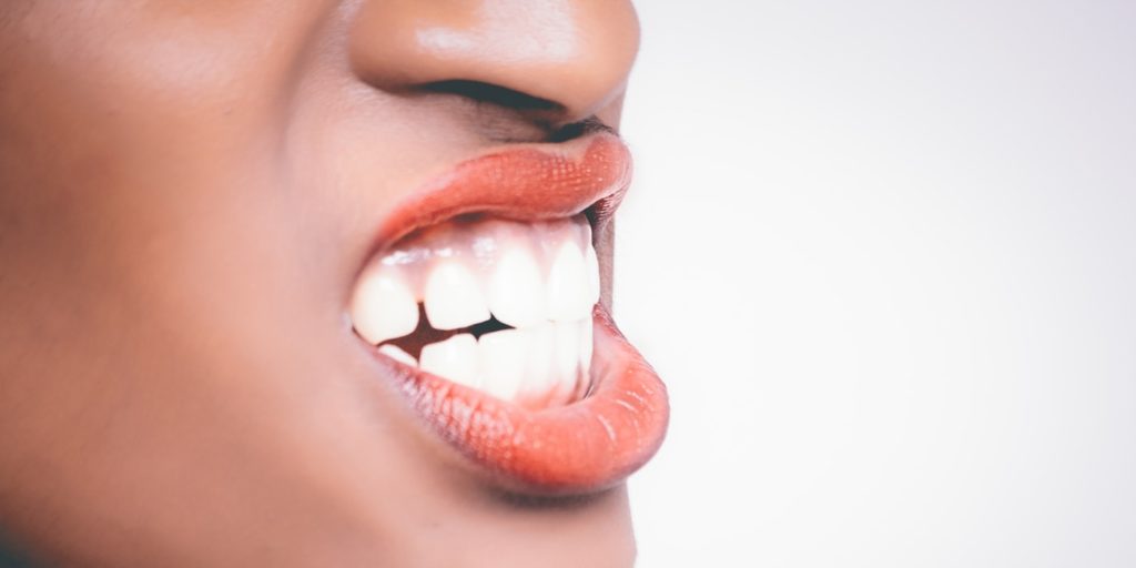 A lady`s lips and teeth