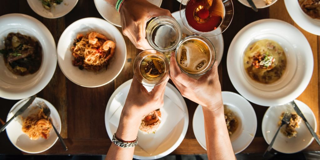 A toast over a meal